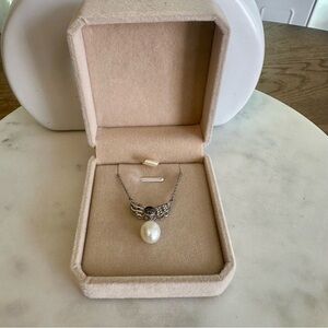 925 Sterling Silver Pearl Pendant 18” Necklace